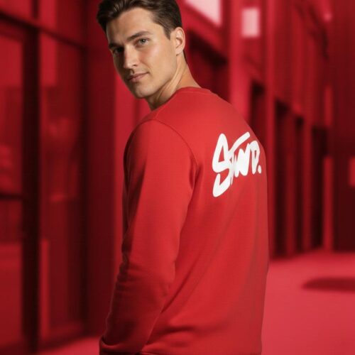 Over Size Stud Embossed Fleece Sweatshirt