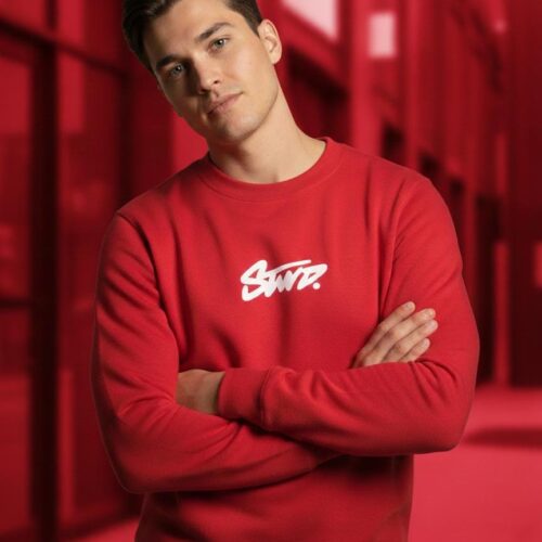 Over Size Stud Embossed Fleece Sweatshirt