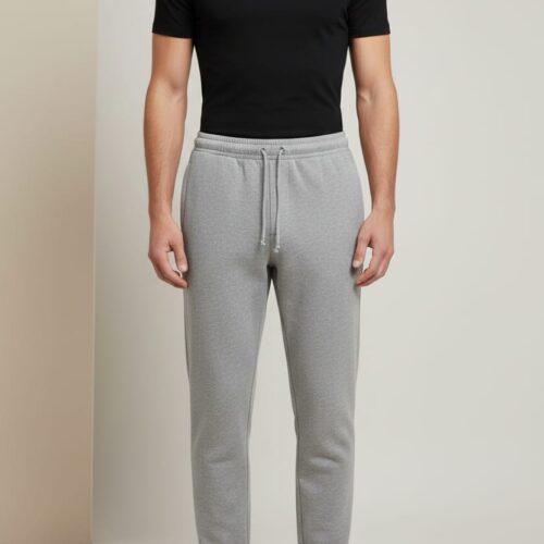 Premium Men’s Fleece Joggers - 320 GSM Heavyweight Cotton Blend - Black & Heather Grey