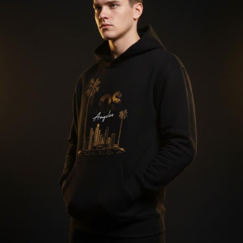 Men’s “Los Angeles Skyline” Graphic Fleece Hoodie