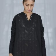 Noir Grommet-Neck Cotton Kurti